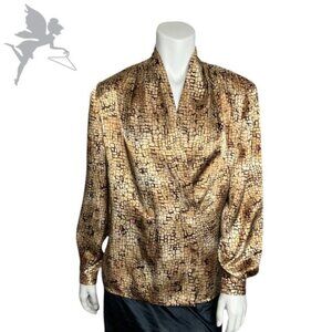 VINTAGE NORTON MCNAUGHTON 1980's satin giraffe print double breasted shacket